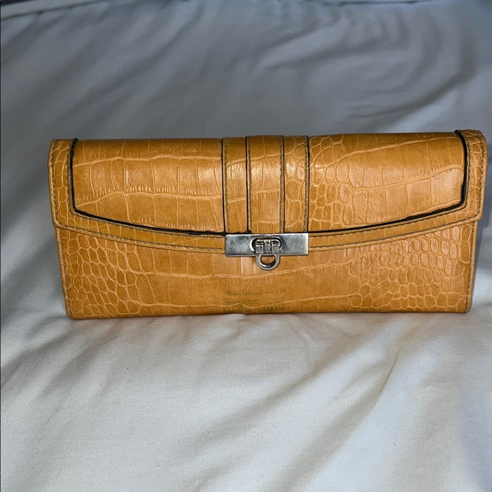 Target Tan Croc-Embossed Wallet